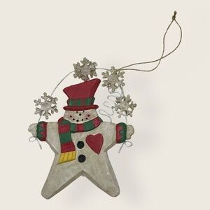 Vintage wooden snowman ornament
